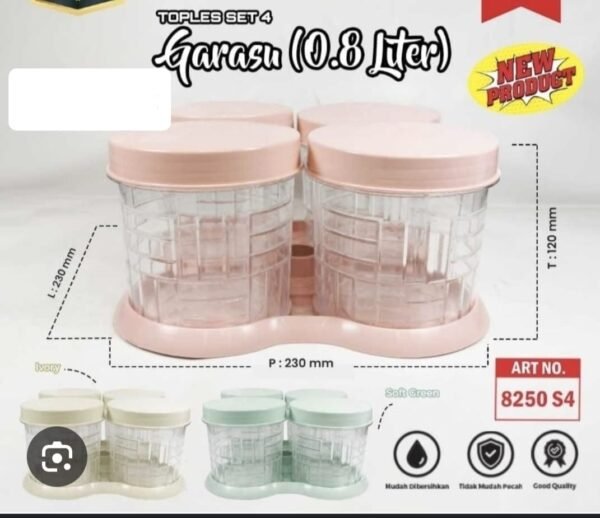 Toples Garasu Set isi 4 (800 ml/ 0,8 liter)