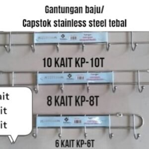 Gantungan baju / kapstok stainless steel tebal (6, 8, 10 kait)