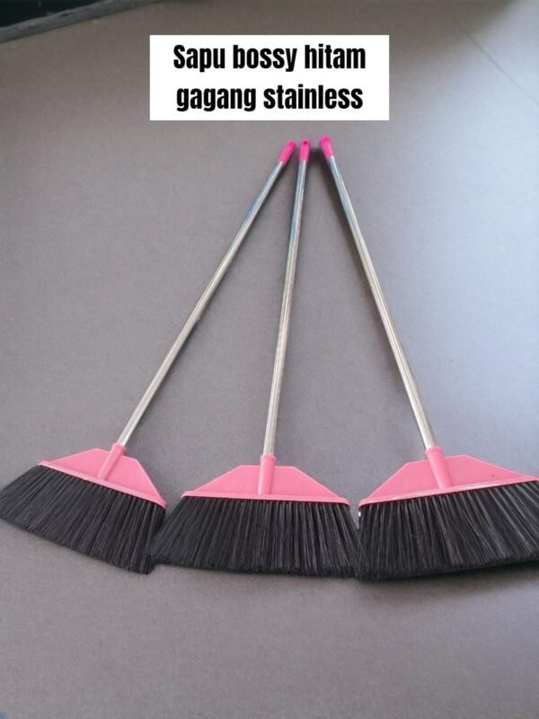 Sapu Bossy Hitam (Gagang stainless steel)