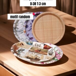 Nampan plastik bulat motif random (38x3 cm)