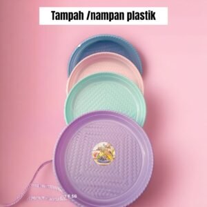 Nampan bulat warna (plastik, 32 cm)