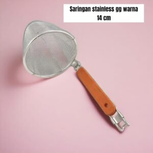 Saringan mie (stainless steel) (gagang kayu warna)