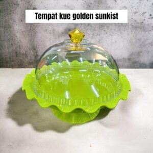 Tempat kue Golden Sunkist (bulat gelombang) (akrilik/mika) (28x23 cm)