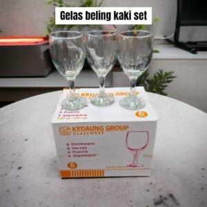 Gelas kaki kaca / beling Kedaung set (6 pcs)