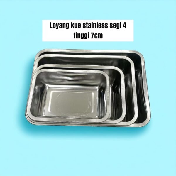Loyang / nampan kue oven segi 4 (stainless steel)