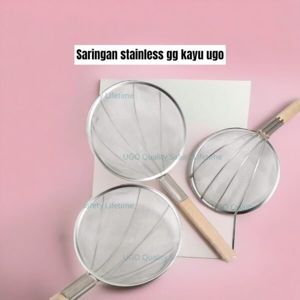Saringan/serokan minyak/gorengan Ugo  tebal (stainless steel) (22 cm)