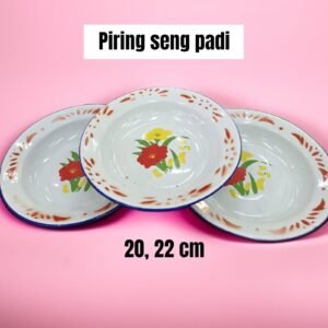Piring seng jadul Padi Enamel (20 & 22 cm)