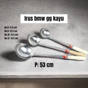 Sendok sayur/ Irus BMW tebal (stainless steel gagang kayu) (11-15 cm)