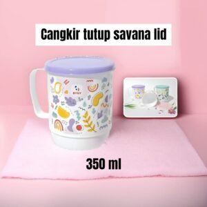 Gelas/ cangkir tutup Savana LID plastik (350ml)