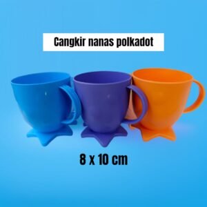 Cangkir plastik nanas polkadot