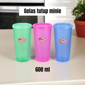 Gelas tutup Minie plastik (600ml)