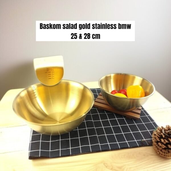 Baskom/ mangkok salad gold BMW (stainless steel) (25&28 cm)