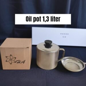 Tempat minyak + saringan/ Oil pot HA (stainless steel) (1,3 liter)