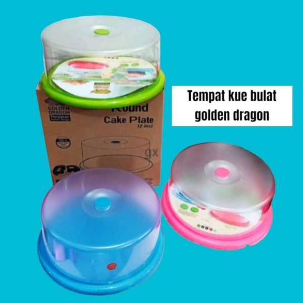 Tempat kue Golden dragon bulat (30 cm) (akrilik/mika)