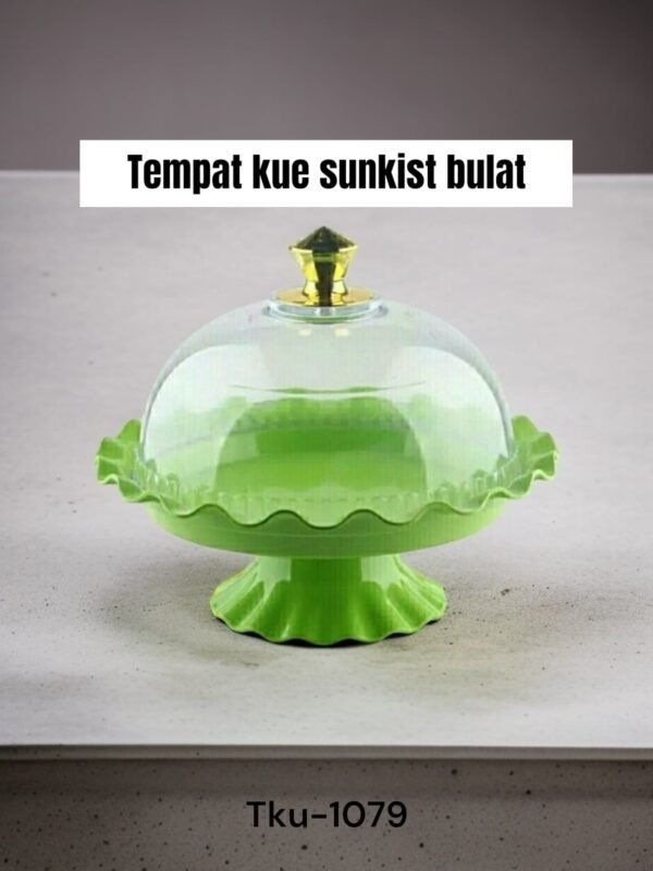 Tempat kue Sunkist 1079 bulat gelombang (akrilik/mika) (28x23 cm)