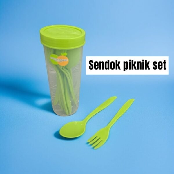 Sendok piknik set (sendok+garpu+gelas tutup)