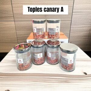 Toples kaca/beling Canary tutup stainlees steel (A,B,C)
