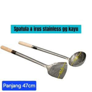 Spatula & Irus tebal (stainless steel gagang kayu) (47x10 cm)