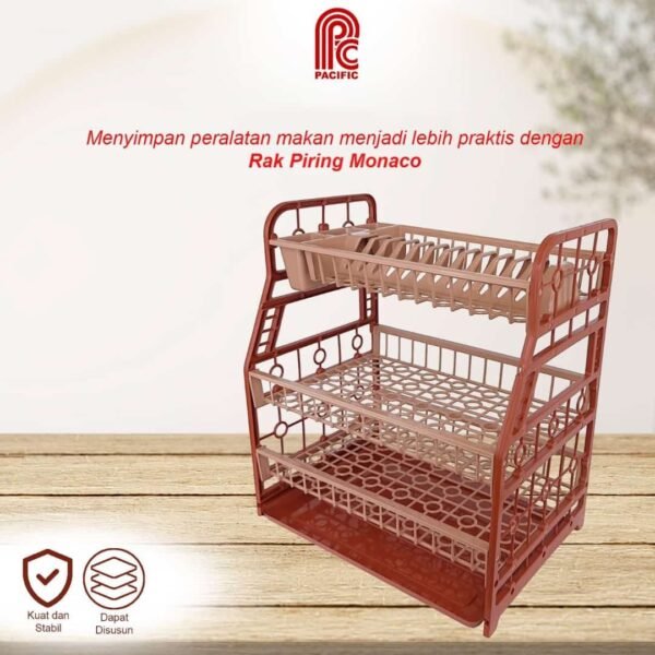 Rak piring plastik Monaco Pacific (3 tingkat)