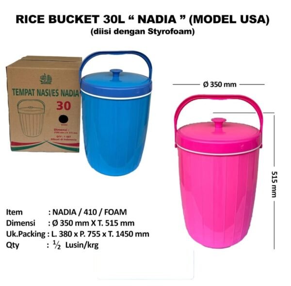Termos nasi/es, Rice/ice bucket Nadia (26 & 30 liter)