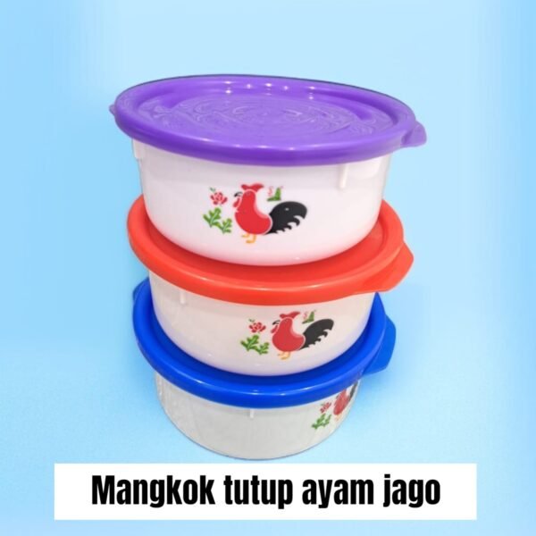 Mangkok plastik tutup Ayam jago (16x6,5 cm)
