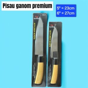 Pisau Ganom premium tebal (stainless steel gagang kayu) (23-27 cm)