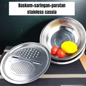 Baskom+saringan+parutan Casia 3  in 1(stainless steel) (28 cm)
