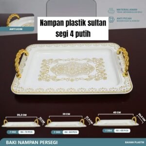 Nampan sultan plastik putih (segi 4) (Size S,M,L)