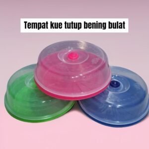 Tempat kue plastik tutup bening (Bulat)