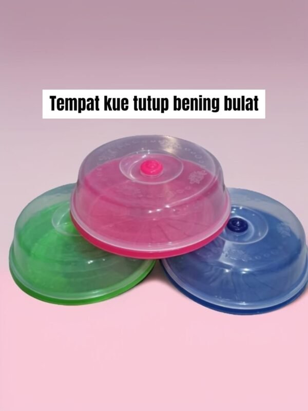 Tempat kue plastik tutup bening (Bulat)