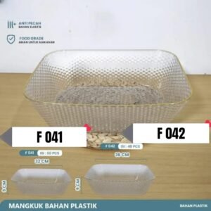 Mangkok sultan bening segi 4 (plastik) (32-36 cm)