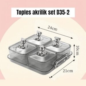 Toples akrilik set D35-2 (4 toples+nampan) (24x21 cm)