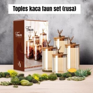 Toples kaca/beling Faun set isi 4 (Rusa) (600 ml-1,1 liter)
